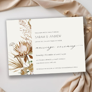 Chic Boho Protea Sec Palm Floral Invitation de mar