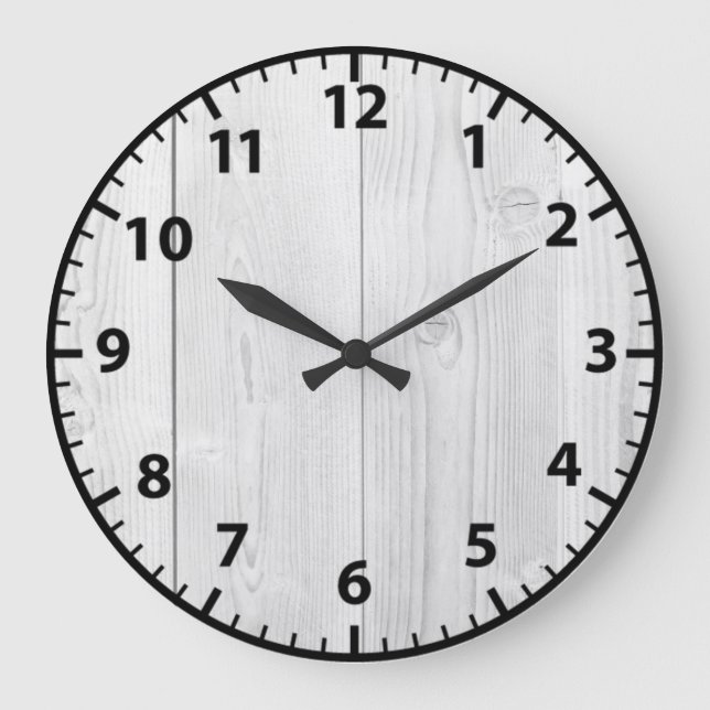 Chic Bois Blanc Shabby Acrylique Mur Horloge (Recto)