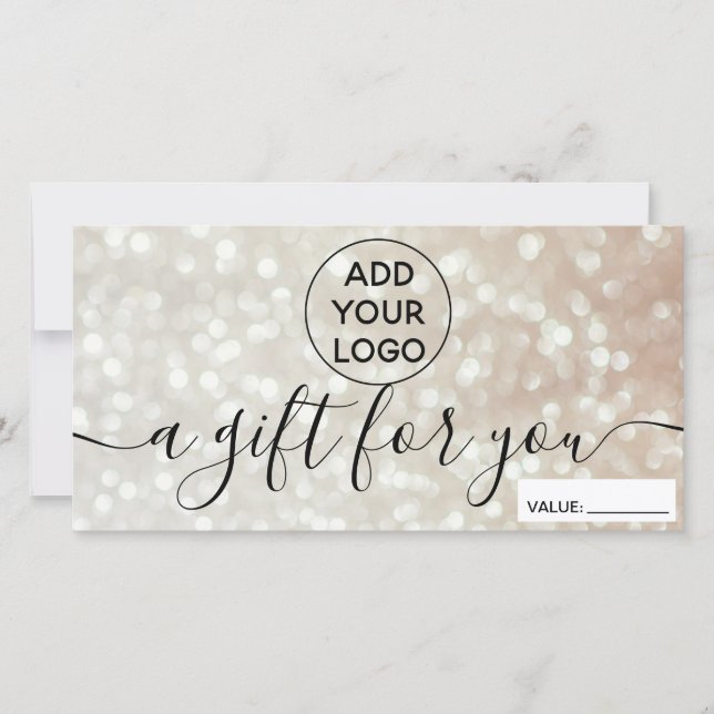 Chic bokeh or parties scintillant logo cadeau cert (Devant)