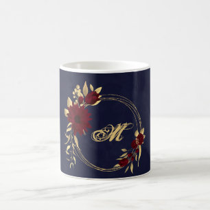 Chic bordeaux et doré marine tasse à café