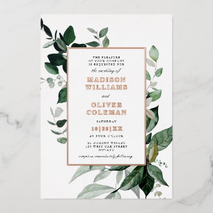 Chic Botanique Cadre Mariage VRAI Foil Invitation