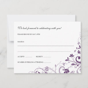 Chic Bouquet (Prune) Carton de réponse RSVP