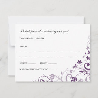 Chic Bouquet (Prune) Carton de réponse RSVP