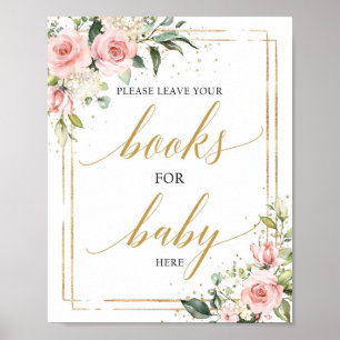 Chic bouquet rose floral livres d'or pour bébé sig