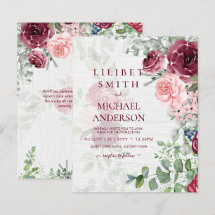 Chic Bourgogne Blush Rose Floral Mariage