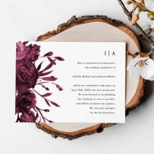 Chic Bourgogne Faire-Part de Report de Mariage Flo