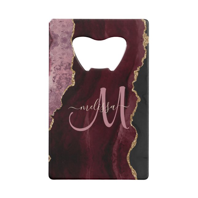Chic Bourgogne Or Parties scintillant Agate Person (Devant)