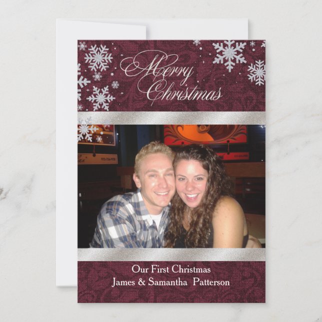 Chic Bourgogne Premier Carte photo de Noël (Devant)