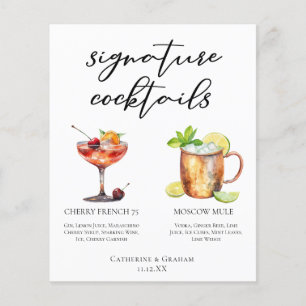 Chic Bride Groom Signature Cocktails Menu Mariage