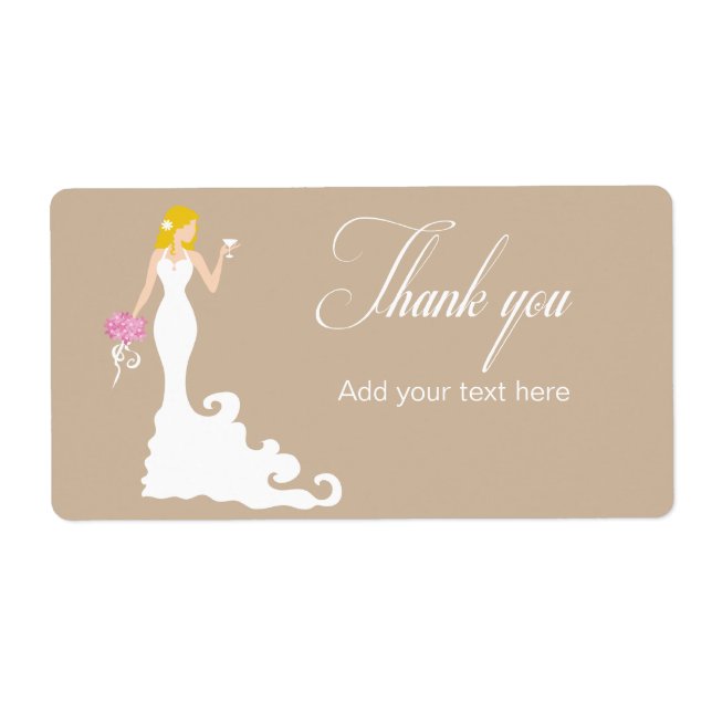 Chic Brown moderne Merci Étiquette de mariée (Devant)