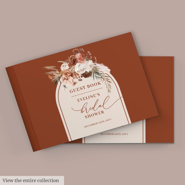 Chic brûlé orange pampas boho livre d'or (Chic burnt orange pampas boho bridal guest book

)