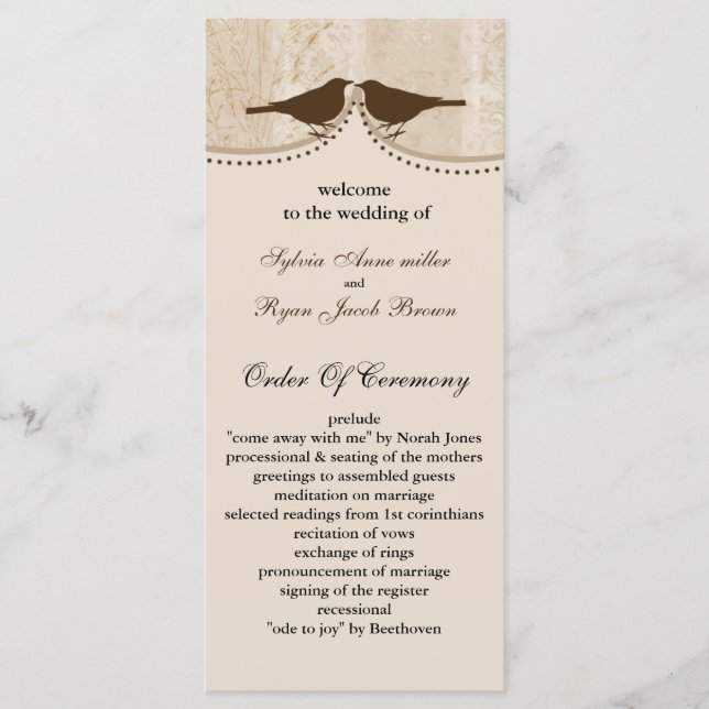 Chic brune cage d'oiseau, programmes de mariage in (Devant)