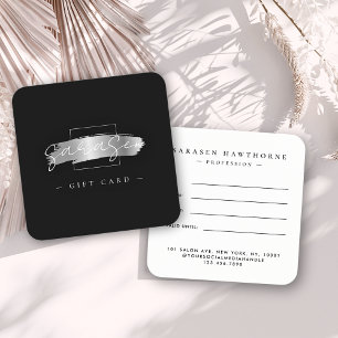 Chic Brush Stroke Black Faux Carte Cadeau Argent