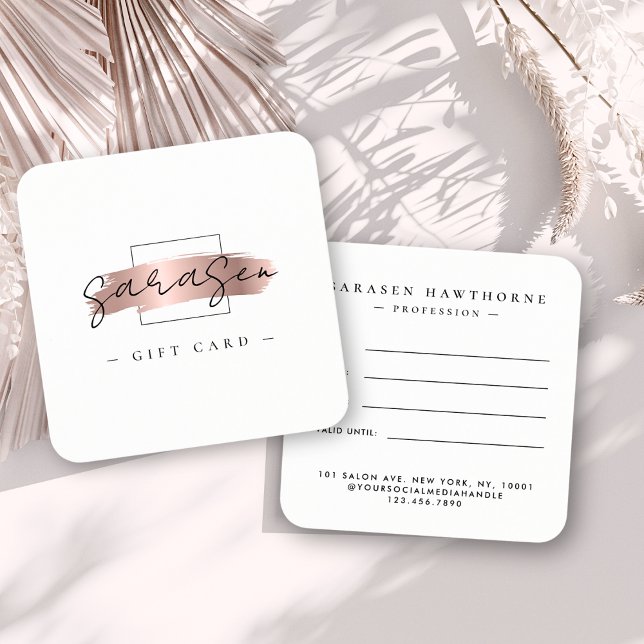 Chic Brush Stroke Rose Gold Carte de certificat ca (Créateur téléchargé)