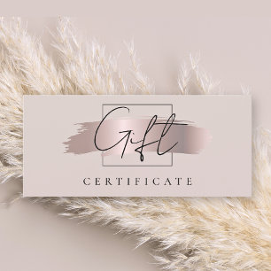 Chic Brush Stroke Rose Gold Carte de certificat ca