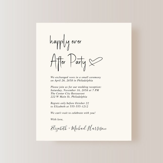 Chic Budget Cream Mariage Réception Invitation (Créateur téléchargé)