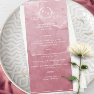 Chic Burgundy Aquarelle, Monogram Menu Mariage