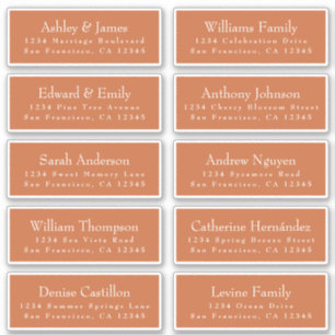 Chic Burnt Orange Mariage Étiquettes de adresse in