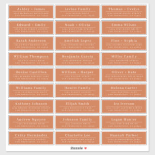 Chic Burnt Orange Mariage Étiquettes de adresse in