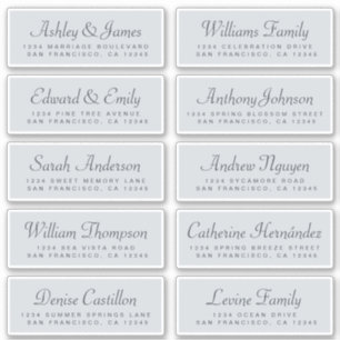 Chic Calligraphie Bleu Mariage Étiquettes de adres