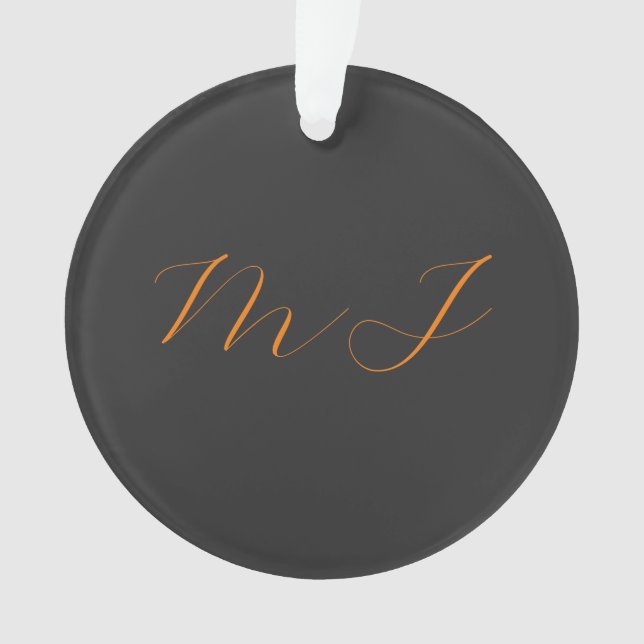 Chic calligraphie gris orange monogramme nom initi (devant)