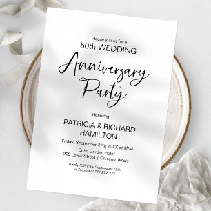 Chic calligraphie mariage anniversaire invitations