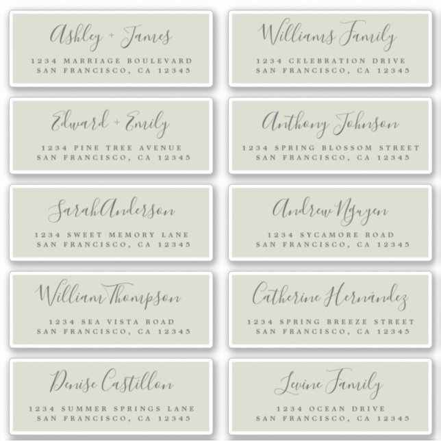 Chic Calligraphie Mariage Étiquettes de adresse in (Devant)