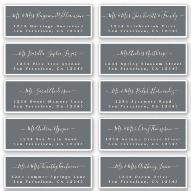 Chic Calligraphie Mariage Étiquettes de adresse in (Devant)