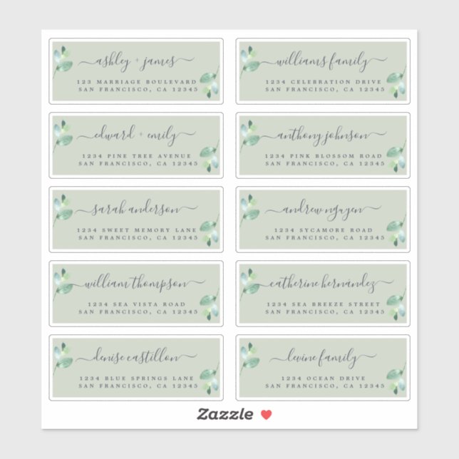 Chic Calligraphie Mariage Étiquettes de adresse in (Feuille)