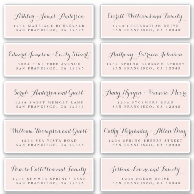 Chic Calligraphie Mariage Étiquettes de adresse in (Devant)