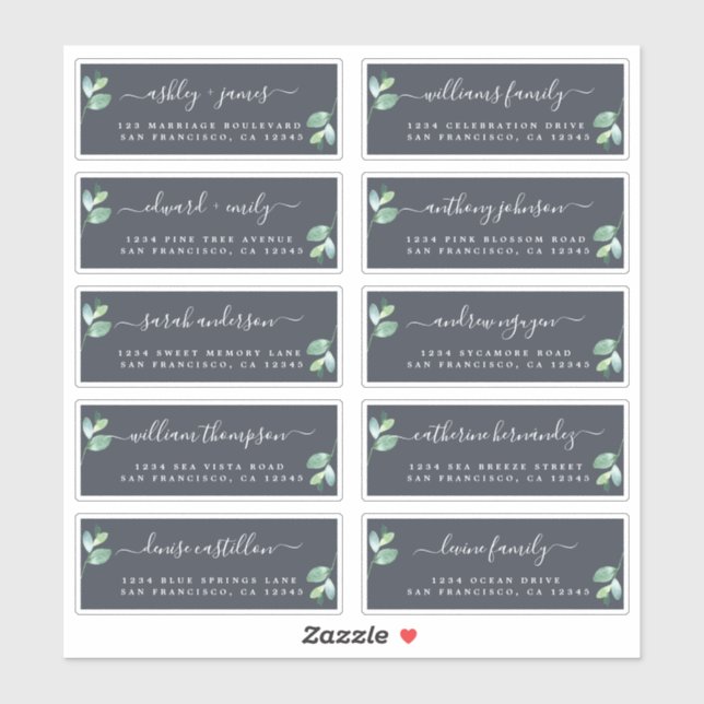 Chic Calligraphie Mariage Étiquettes de adresse in (Feuille)
