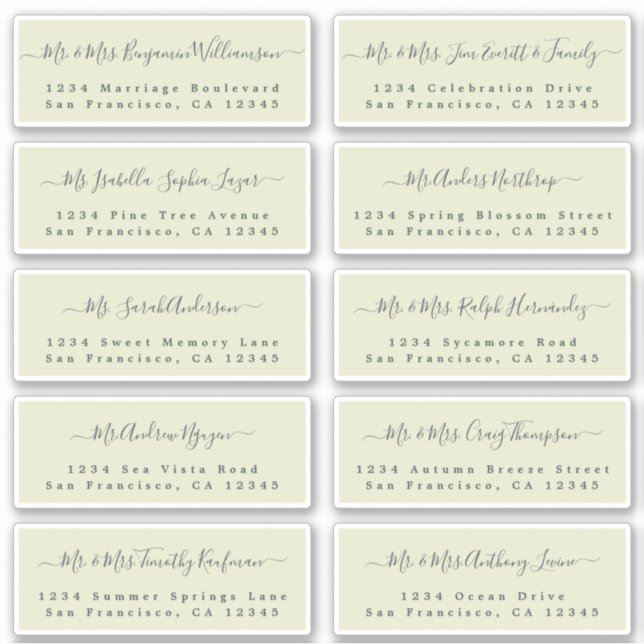 Chic Calligraphie Mariage Étiquettes de adresse in (Devant)
