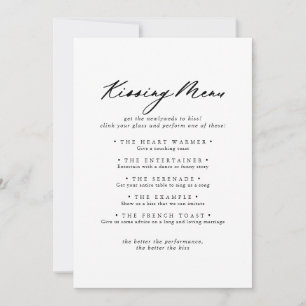 Chic Calligraphie Mariage Kissing Menu Carte de je