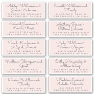 Chic calligraphie Pastel rose Étiquettes de adress