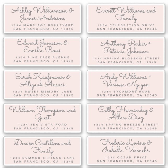 Chic calligraphie Pastel rose Étiquettes de adress (Devant)