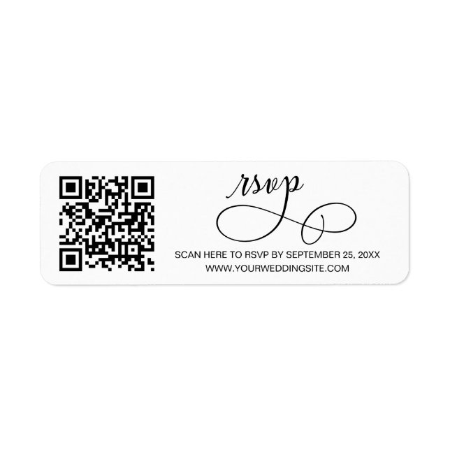Chic Calligraphie Script Retour Étiquette RSVP QR  (Devant)