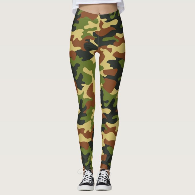 Chic Camouflage Khaki Leggings Motifs (Devant)