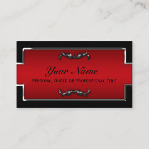 Chic Cartes de visite de métal noir et rouge