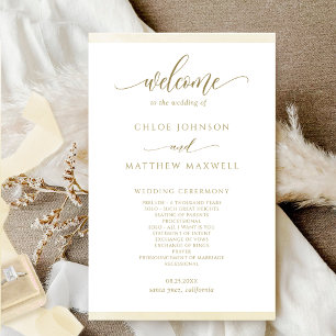 Chic Champagne Watercolor Programme de mariage cad