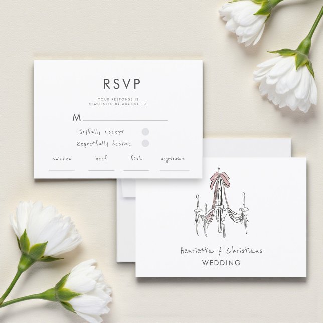 Chic Chandelier Watercolor Wedding RSVP Card (Créateur téléchargé)