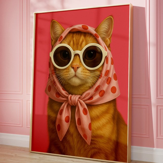 Chic Chat Affiche d'Art Mural Drôle et Esthétique  (Créateur téléchargé)
