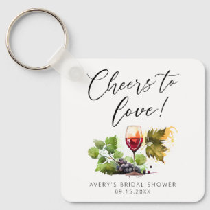 Chic Cheers à l'amour Porte-clés Vin Aquarelle