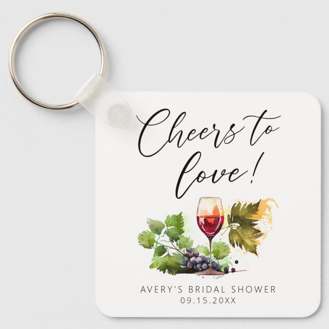 Chic Cheers à l'amour Porte-clés Vin Aquarelle (Recto)