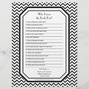 Chic Chevron ZigZag Bride meilleur jeu de Fête des