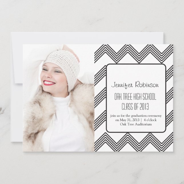 Chic Chevron Zigzag Faire-part de diplôme (Devant)