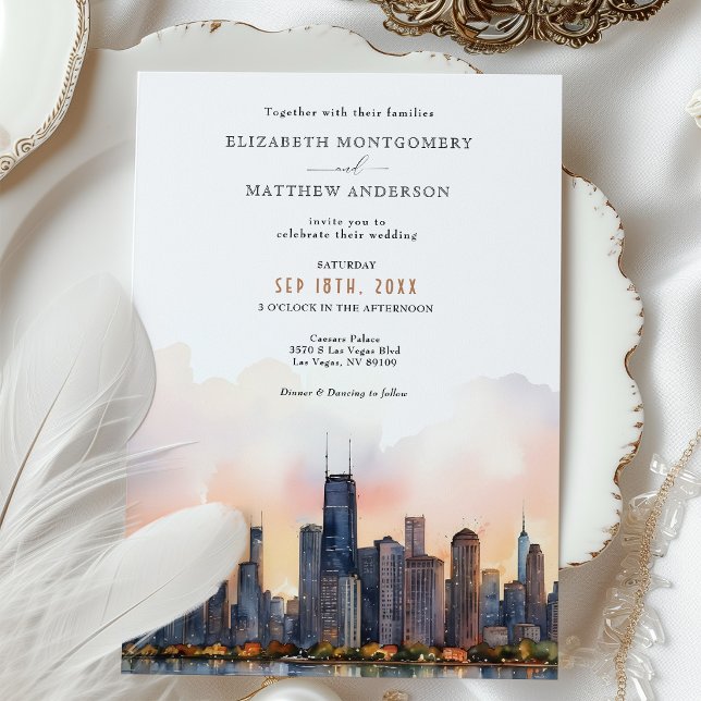 Chic Chicago, Illinois Wedding Invitation (Créateur téléchargé)