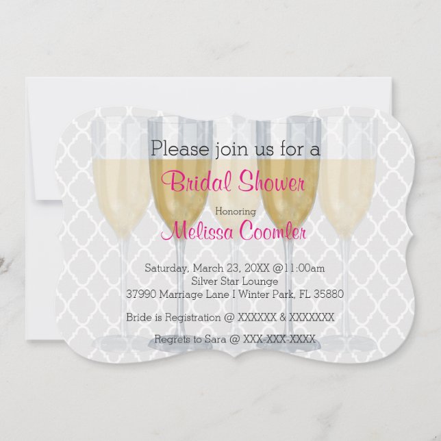 Chic Classy Vin Verre Bridal Douche Invitation (Devant)