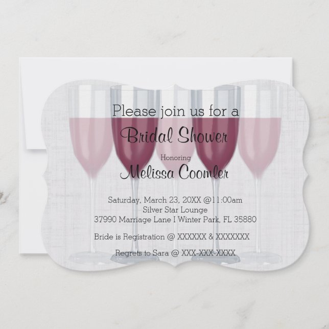 Chic Classy Vin Verre Bridal Douche Invitation (Devant)