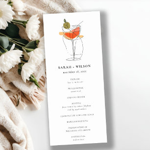 Chic Cocktail Vin Ligne Dessin Mariage Programme