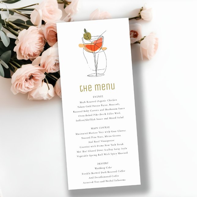 Chic Cocktail Vin Line Dessin Mariage Carte Menu (Créateur téléchargé)